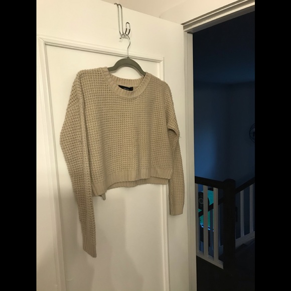 Forever 21 Slouchy Sweater Crop Top Waffle Print - Picture 9 of 12